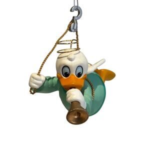 Vintage 1987 Disney Donald Duck Angel Ornament, Hook Rigging w/Gold Horn, EUC